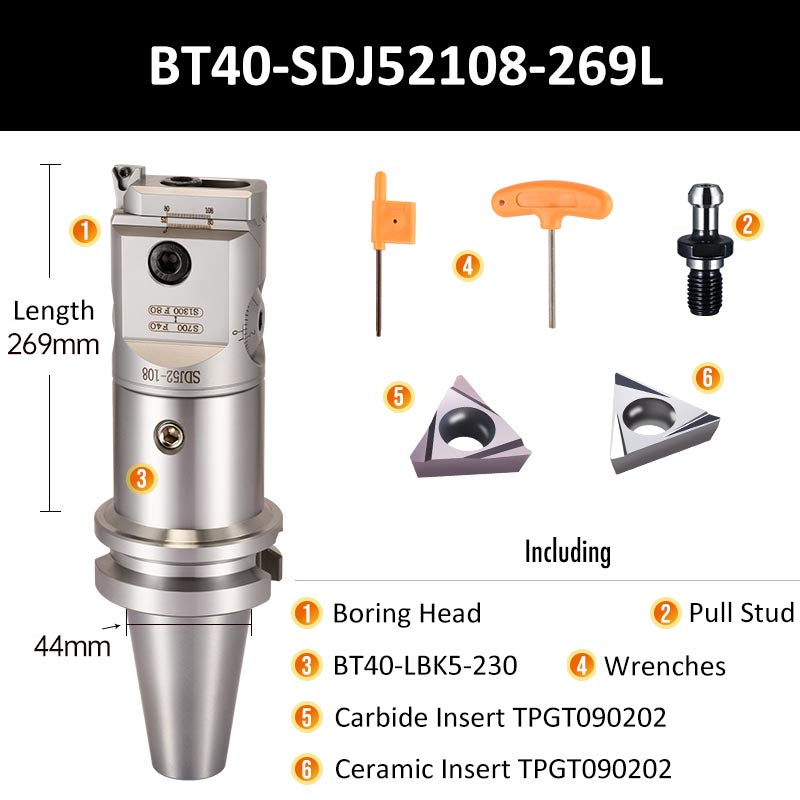 BT40-SDJ52108-269L Fine Boring Tool Holder for Small Aperture Straight Shank - Da Blacksmith