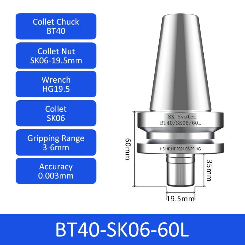 BT40-SK06-60L High-speed Collet Chuck Machining Center Precision CNC Tool Holder - Da Blacksmith