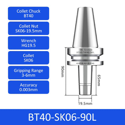 BT40-SK06-90L High-speed Collet Chuck Machining Center Precision CNC Tool Holder - Da Blacksmith