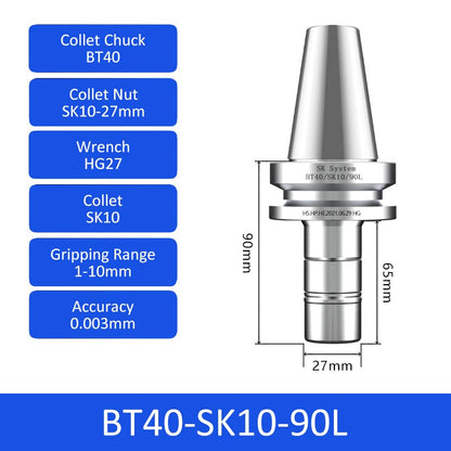 BT40-SK10-90L High-speed Collet Chuck Machining Center Precision CNC Tool Holder - Da Blacksmith