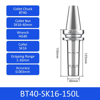 BT40-SK16-150L High-speed Collet Chuck Machining Center Precision CNC Tool Holder - Da Blacksmith