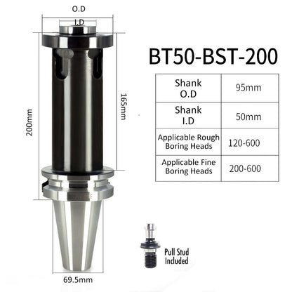 BT50-BST-200L High-Precision Boring Tool Holder Shank CNC Lathe Boring Head Machine Rough Boring Bar - Da Blacksmith