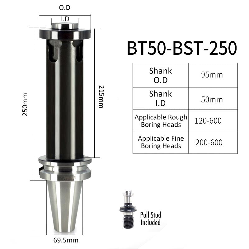 BT50-BST-250L High-Precision Boring Tool Holder Shank CNC Lathe Boring Head Machine Rough Boring Bar - Da Blacksmith