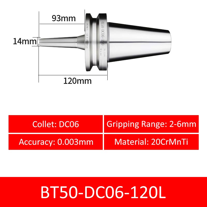 BT50-DC06-120L Collet Chuck High Precision Pull-back High-speed with Extended Shank Anti-Interference - Da Blacksmith