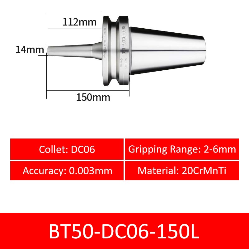 BT50-DC06-150L Collet Chuck High Precision Pull-back High-speed with Extended Shank Anti-Interference - Da Blacksmith