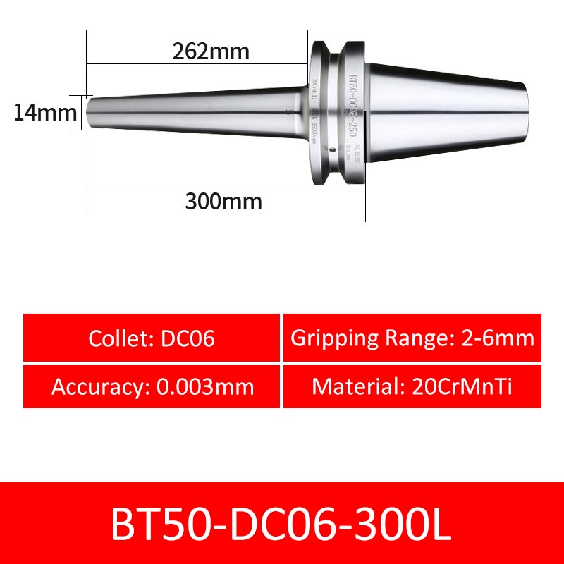 BT50-DC06-300L Collet Chuck High Precision Pull-back High-speed with Extended Shank Anti-Interference - Da Blacksmith