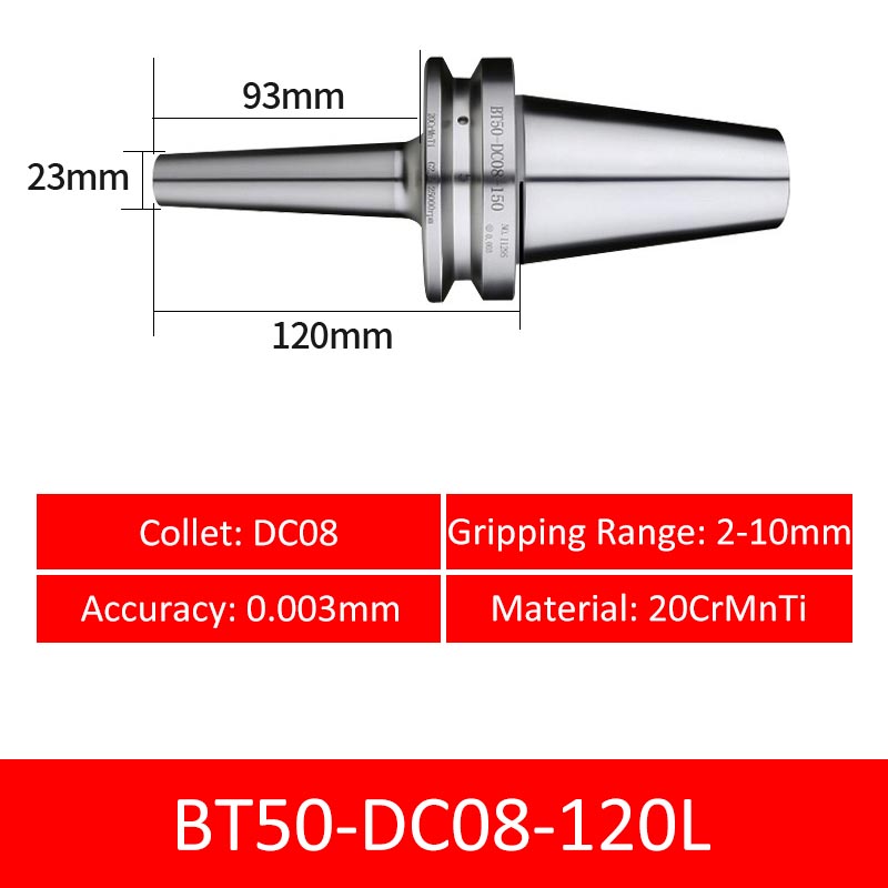 BT50-DC08-120L Collet Chuck High Precision Pull-back High-speed with Extended Shank Anti-Interference - Da Blacksmith