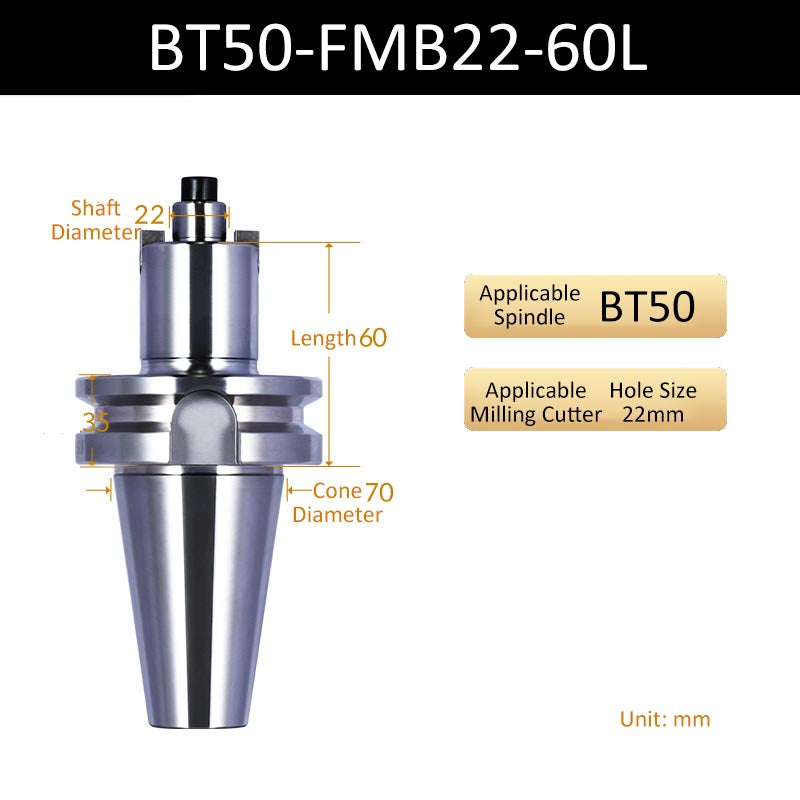 BT50-FMB22-60L CNC Face Milling Handle for Machining Center Milling Cutter Connecting Rod - Da Blacksmith