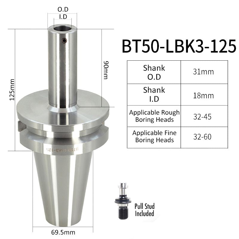 BT50-LBK3-125L High-Precision Boring Tool Holder Shank CNC Lathe Boring Head Machine Rough Boring Bar - Da Blacksmith