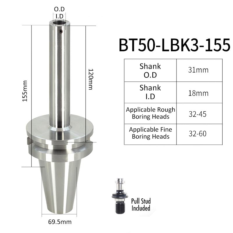 BT50-LBK3-155L High-Precision Boring Tool Holder Shank CNC Lathe Boring Head Machine Rough Boring Bar - Da Blacksmith