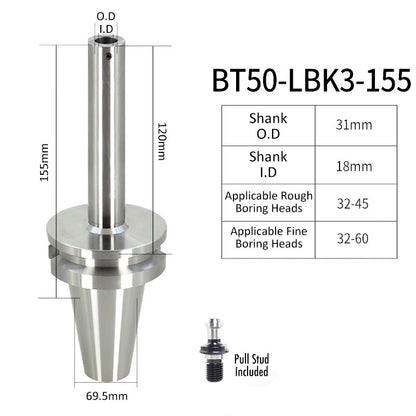 BT50-LBK3-155L High-Precision Boring Tool Holder Shank CNC Lathe Boring Head Machine Rough Boring Bar - Da Blacksmith