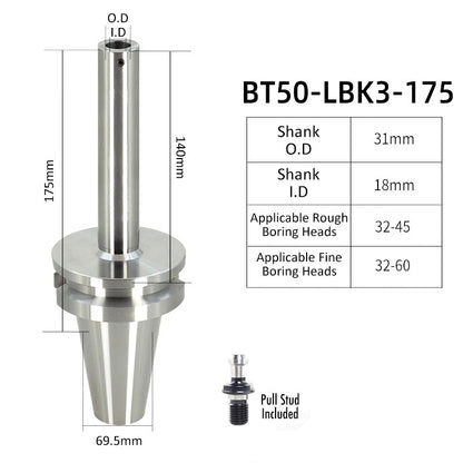 BT50-LBK3-175L High-Precision Boring Tool Holder Shank CNC Lathe Boring Head Machine Rough Boring Bar - Da Blacksmith