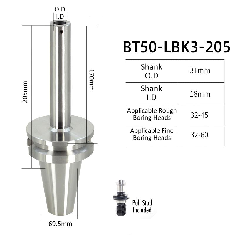 BT50-LBK3-205L High-Precision Boring Tool Holder Shank CNC Lathe Boring Head Machine Rough Boring Bar - Da Blacksmith