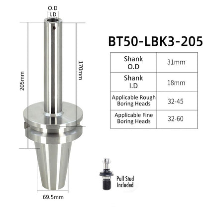 BT50-LBK3-205L High-Precision Boring Tool Holder Shank CNC Lathe Boring Head Machine Rough Boring Bar - Da Blacksmith