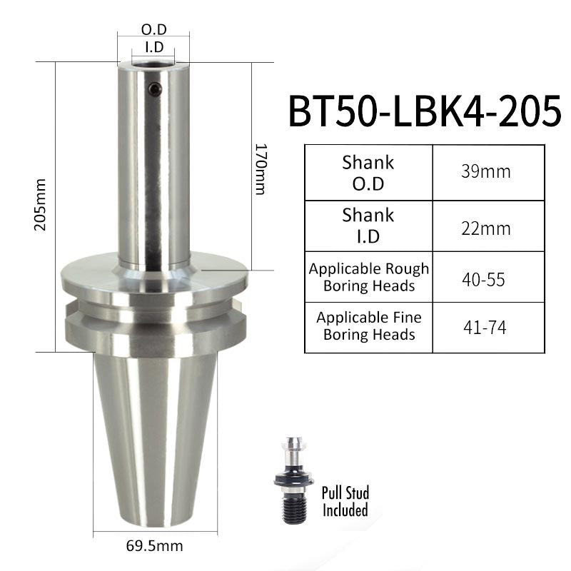 BT50-LBK4-205L High-Precision Boring Tool Holder Shank CNC Lathe Boring Head Machine Rough Boring Bar - Da Blacksmith