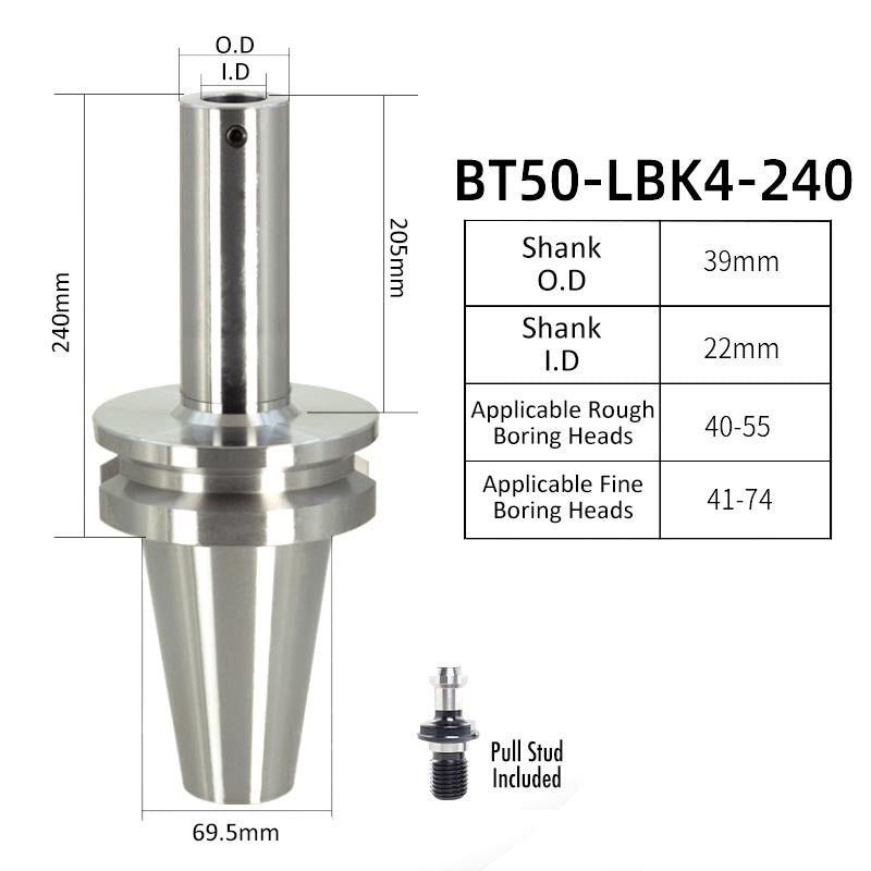 BT50-LBK4-240L High-Precision Boring Tool Holder Shank CNC Lathe Boring Head Machine Rough Boring Bar - Da Blacksmith