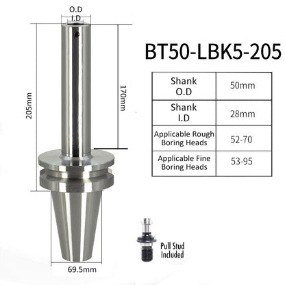 BT50-LBK5-205L High-Precision Boring Tool Holder Shank CNC Lathe Boring Head Machine Rough Boring Bar - Da Blacksmith