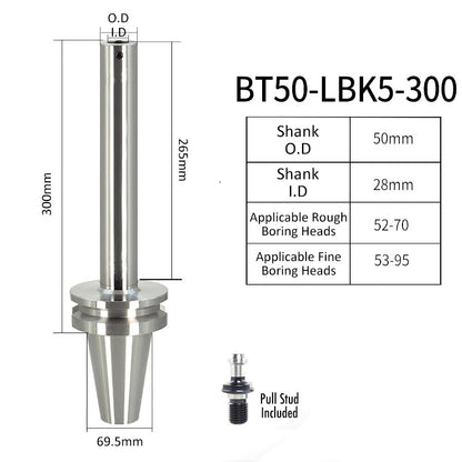 BT50-LBK5-300L High-Precision Boring Tool Holder Shank CNC Lathe Boring Head Machine Rough Boring Bar - Da Blacksmith