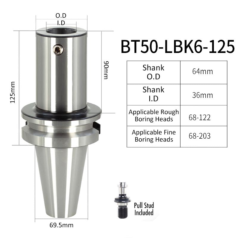 BT50-LBK6-125L High-Precision Boring Tool Holder Shank CNC Lathe Boring Head Machine Rough Boring Bar - Da Blacksmith