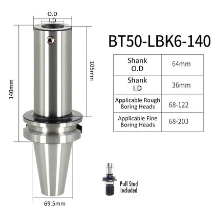 BT50-LBK6-140L High-Precision Boring Tool Holder Shank CNC Lathe Boring Head Machine Rough Boring Bar - Da Blacksmith