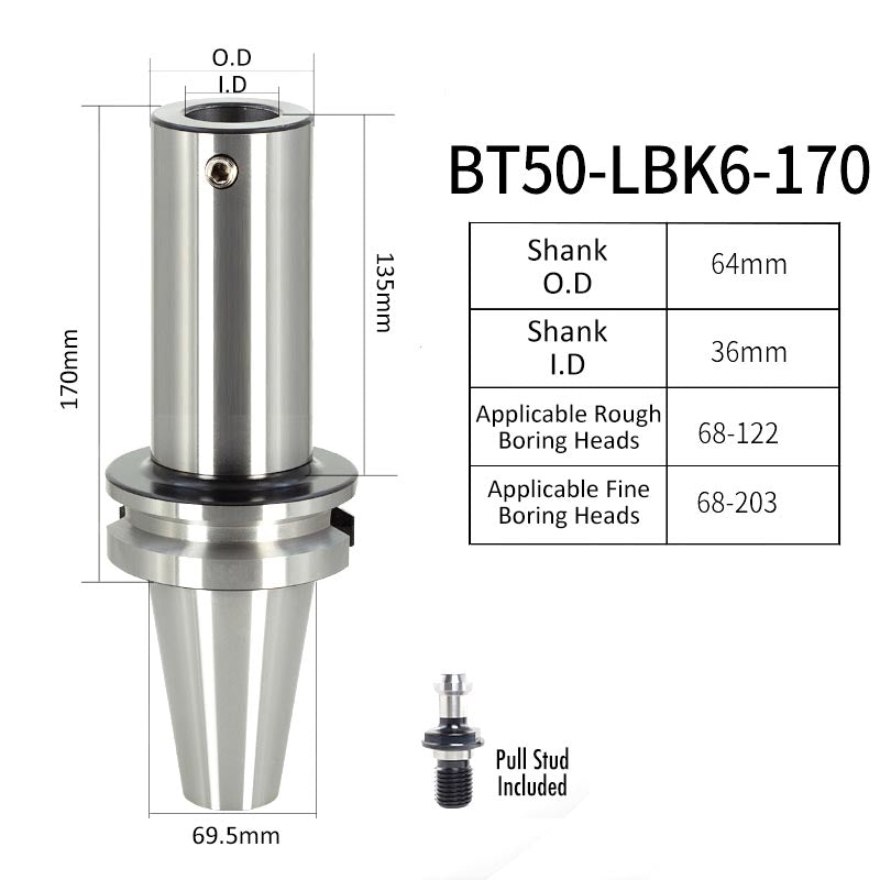 BT50-LBK6-170L High-Precision Boring Tool Holder Shank CNC Lathe Boring Head Machine Rough Boring Bar - Da Blacksmith