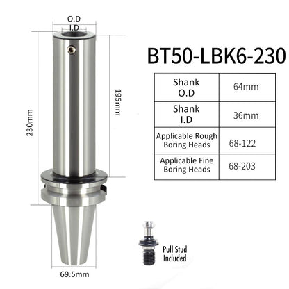 BT50-LBK6-230L High-Precision Boring Tool Holder Shank CNC Lathe Boring Head Machine Rough Boring Bar - Da Blacksmith