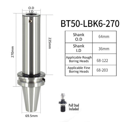 BT50-LBK6-270L High-Precision Boring Tool Holder Shank CNC Lathe Boring Head Machine Rough Boring Bar - Da Blacksmith