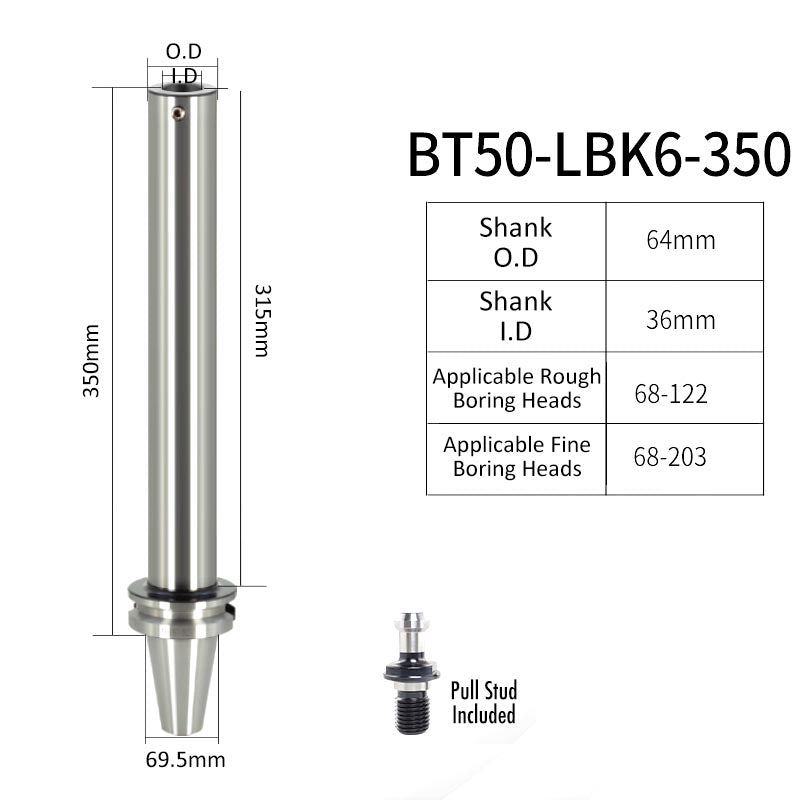 BT50-LBK6-350L High-Precision Boring Tool Holder Shank CNC Lathe Boring Head Machine Rough Boring Bar - Da Blacksmith