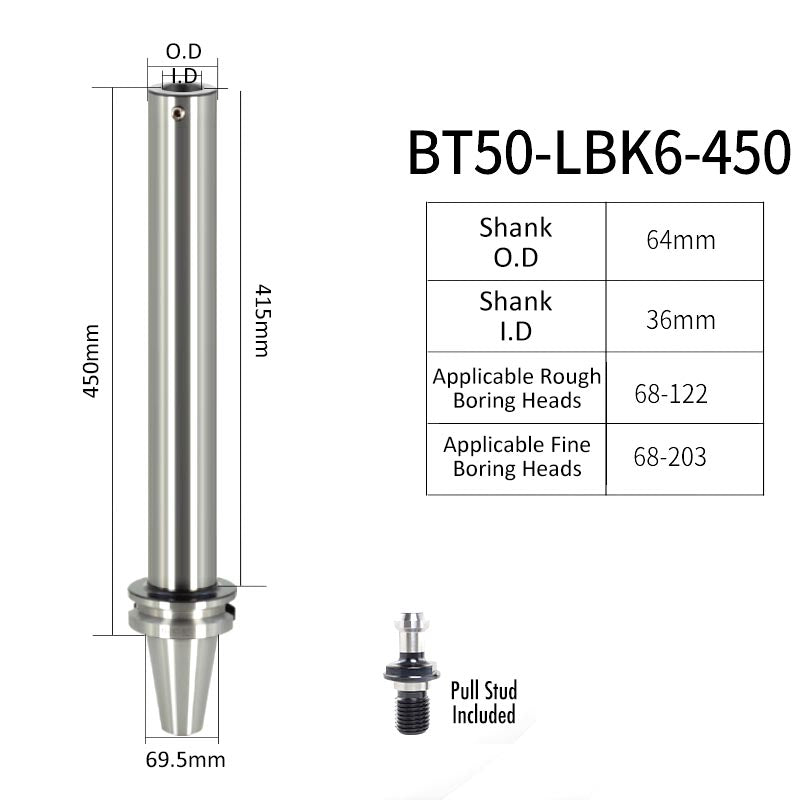 BT50-LBK6-450L High-Precision Boring Tool Holder Shank CNC Lathe Boring Head Machine Rough Boring Bar - Da Blacksmith