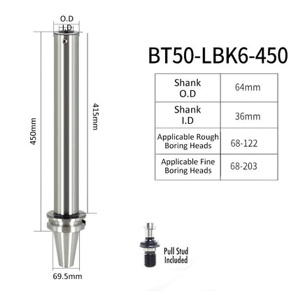 BT50-LBK6-450L High-Precision Boring Tool Holder Shank CNC Lathe Boring Head Machine Rough Boring Bar - Da Blacksmith