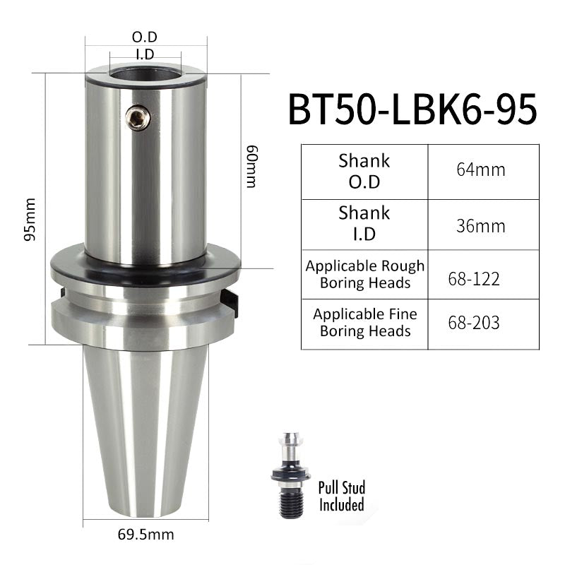 BT50-LBK6-95L High-Precision Boring Tool Holder Shank CNC Lathe Boring Head Machine Rough Boring Bar - Da Blacksmith