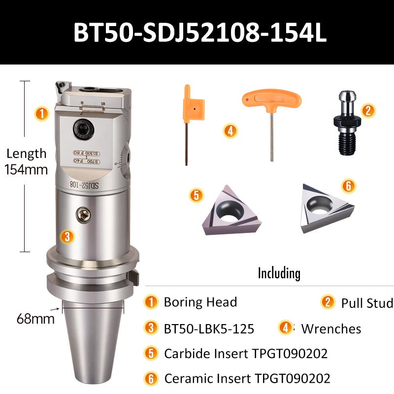 BT50-SDJ52108-154L Fine Boring Tool Holder for Small Aperture Straight Shank - Da Blacksmith