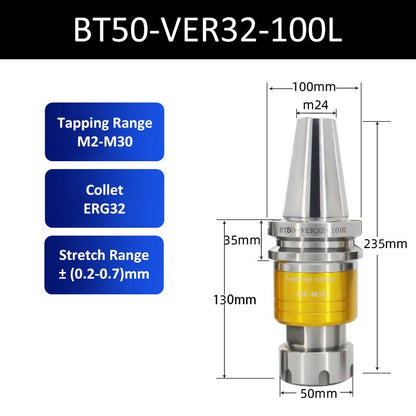 BT50-VER32-100L CNC Tapping Tool Holder Telescopic Overload Protection Tap - Da Blacksmith