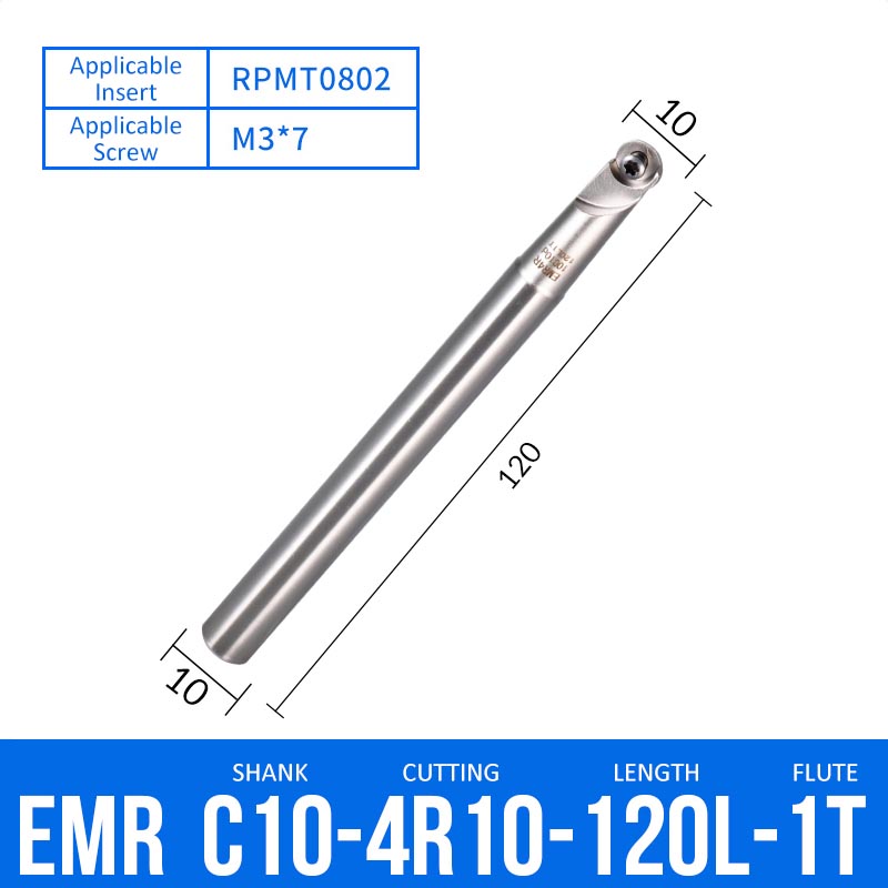 EMR C10-4R10-120-1T CNC Milling Cutter Tool Holder Ball Nose Milling Cutter Shank Anti-vibration - Da Blacksmith