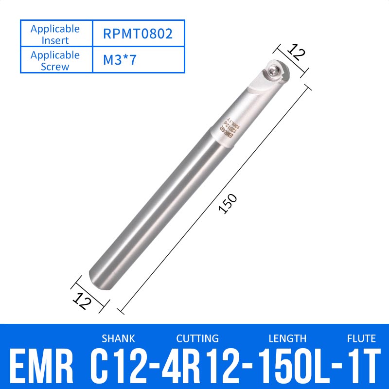 EMR C12-4R12-150-1T CNC Milling Cutter Tool Holder Ball Nose Milling Cutter Shank Anti-vibration - Da Blacksmith