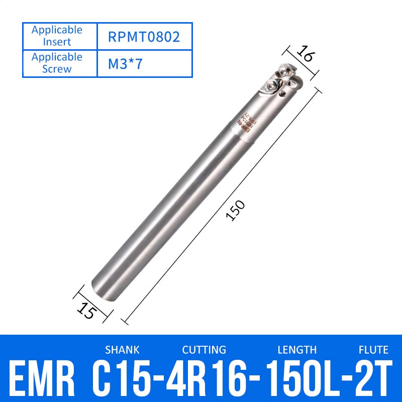EMR C15-4R16-150-2T CNC Milling Cutter Tool Holder Ball Nose Milling Cutter Shank Anti-vibration - Da Blacksmith