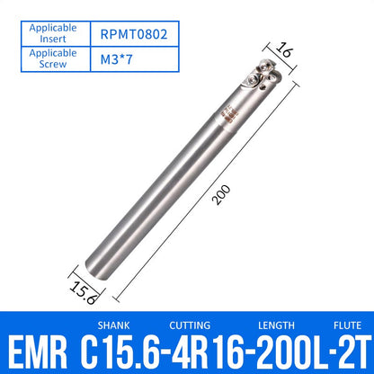 EMR C15.6-4R16-200-2T CNC Milling Cutter Tool Holder Ball Nose Milling Cutter Shank Anti-vibration - Da Blacksmith