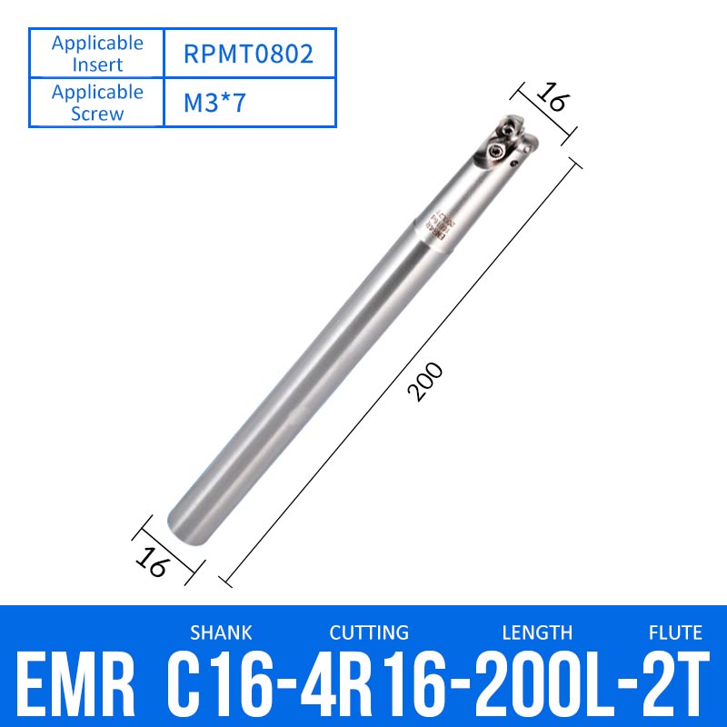 EMR C16-4R16-200-2T CNC Milling Cutter Tool Holder Ball Nose Milling Cutter Shank Anti-vibration - Da Blacksmith