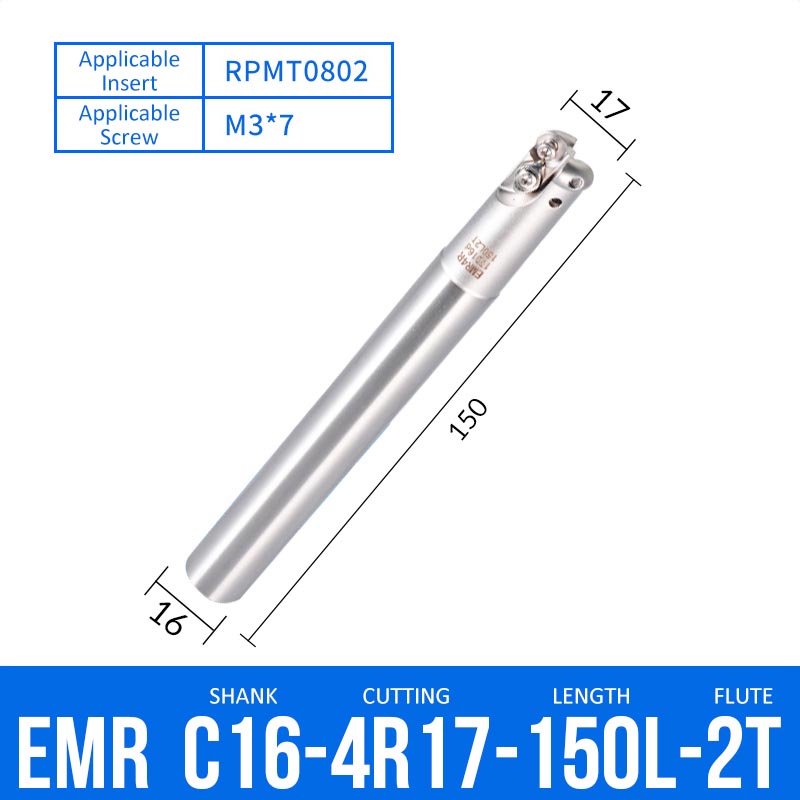 EMR C16-4R17-150-2T CNC Milling Cutter Tool Holder Ball Nose Milling Cutter Shank Anti-vibration - Da Blacksmith