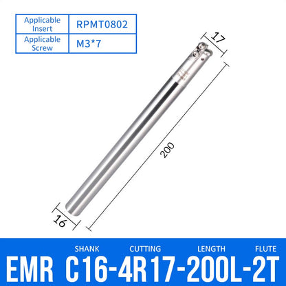 EMR C16-4R17-200-2T CNC Milling Cutter Tool Holder Ball Nose Milling Cutter Shank Anti-vibration - Da Blacksmith