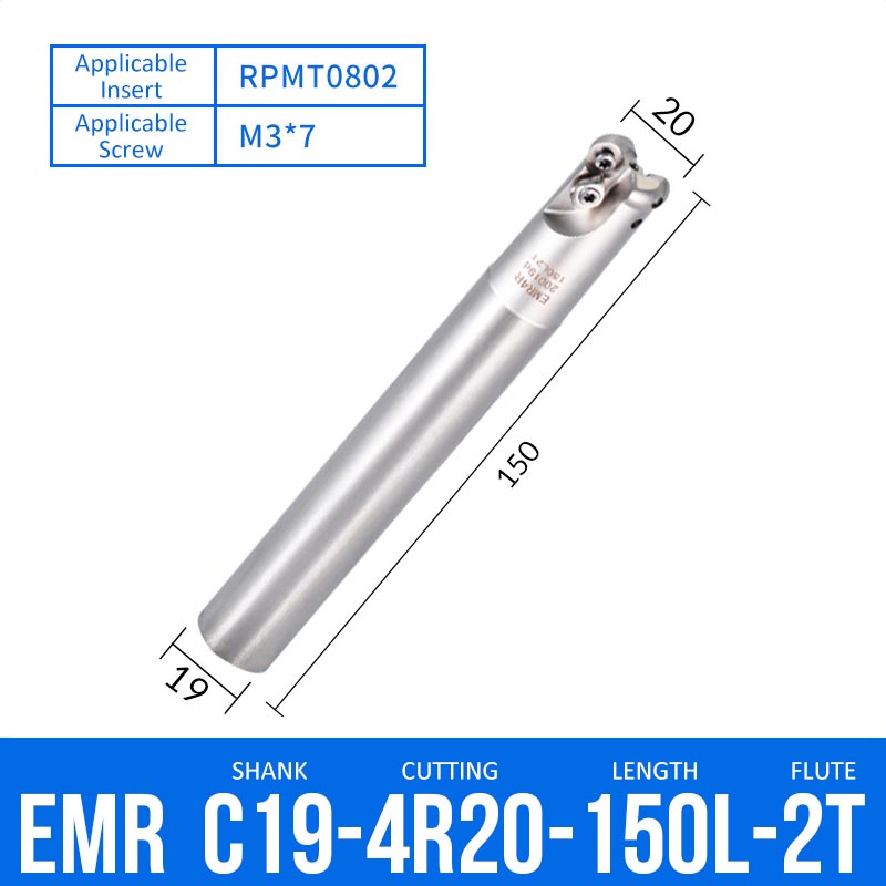 EMR C19-4R20-150-2T CNC Milling Cutter Tool Holder Ball Nose Milling Cutter Shank Anti-vibration - Da Blacksmith