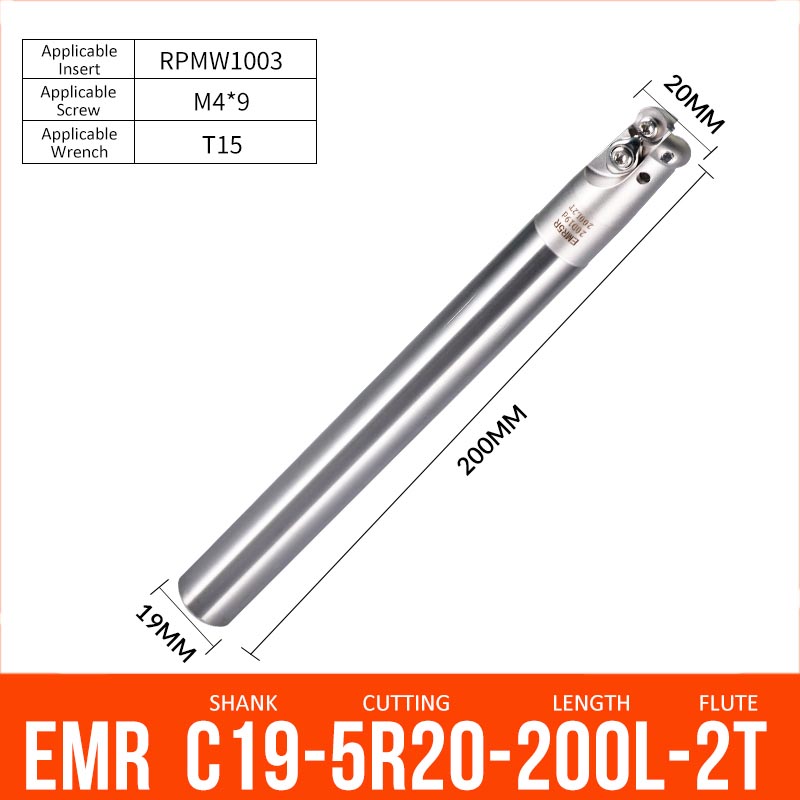 EMR C19-5R20-200-2T CNC Milling Cutter Tool Holder Ball Nose Milling Cutter Shank Anti-vibration - Da Blacksmith