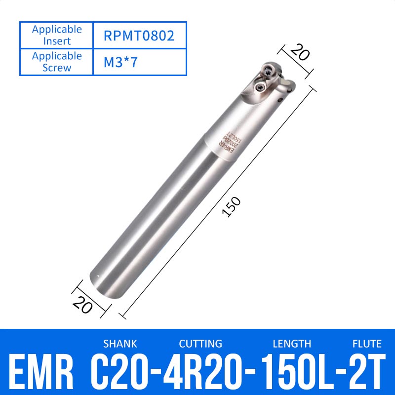 EMR C20-4R20-150-2T CNC Milling Cutter Tool Holder Ball Nose Milling Cutter Shank Anti-vibration - Da Blacksmith