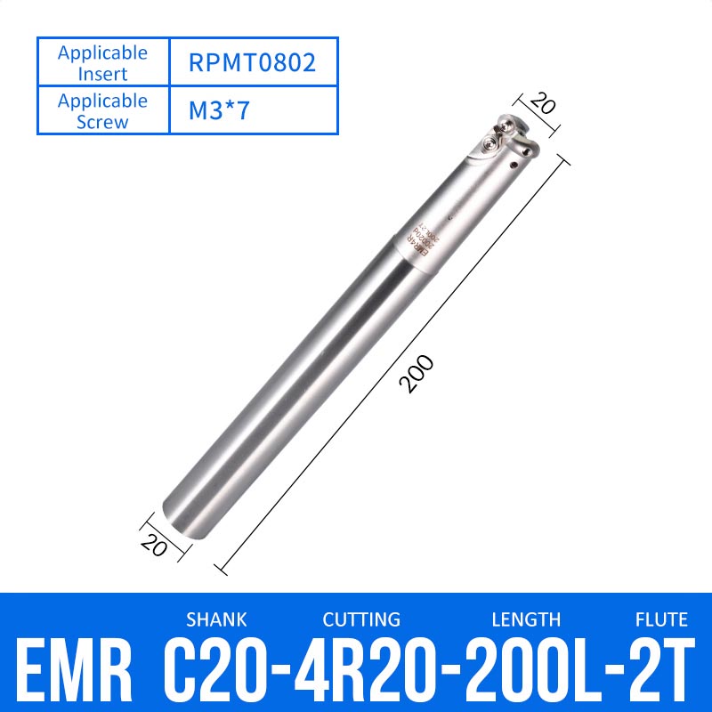 EMR C20-4R20-200-2T CNC Milling Cutter Tool Holder Ball Nose Milling Cutter Shank Anti-vibration - Da Blacksmith