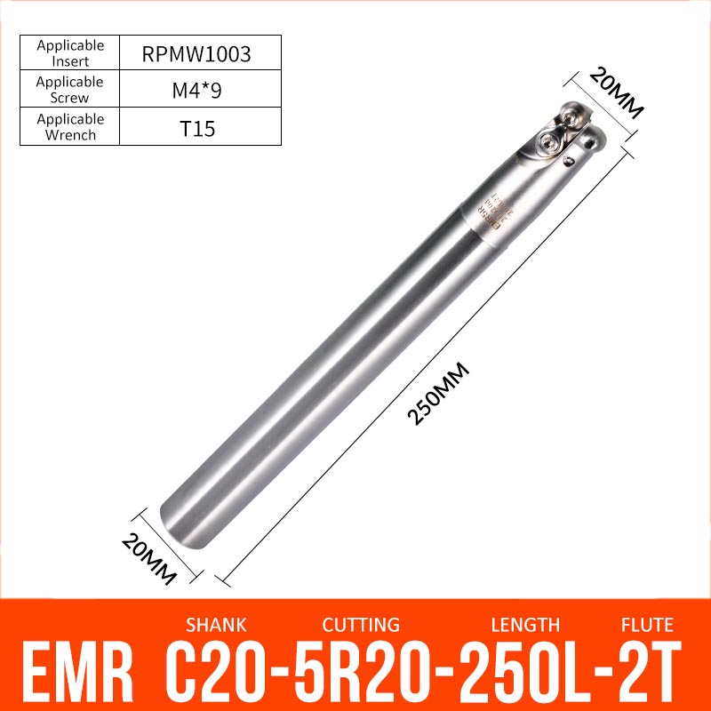 EMR C20-5R20-250-2T CNC Milling Cutter Tool Holder Ball Nose Milling Cutter Shank Anti-vibration - Da Blacksmith