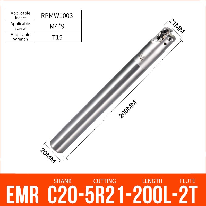 EMR C20-5R21-200-2T CNC Milling Cutter Tool Holder Ball Nose Milling Cutter Shank Anti-vibration - Da Blacksmith