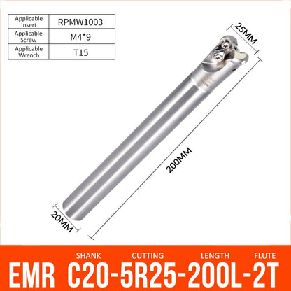 EMR C20-5R25-200-2T CNC Milling Cutter Tool Holder Ball Nose Milling Cutter Shank Anti-vibration - Da Blacksmith