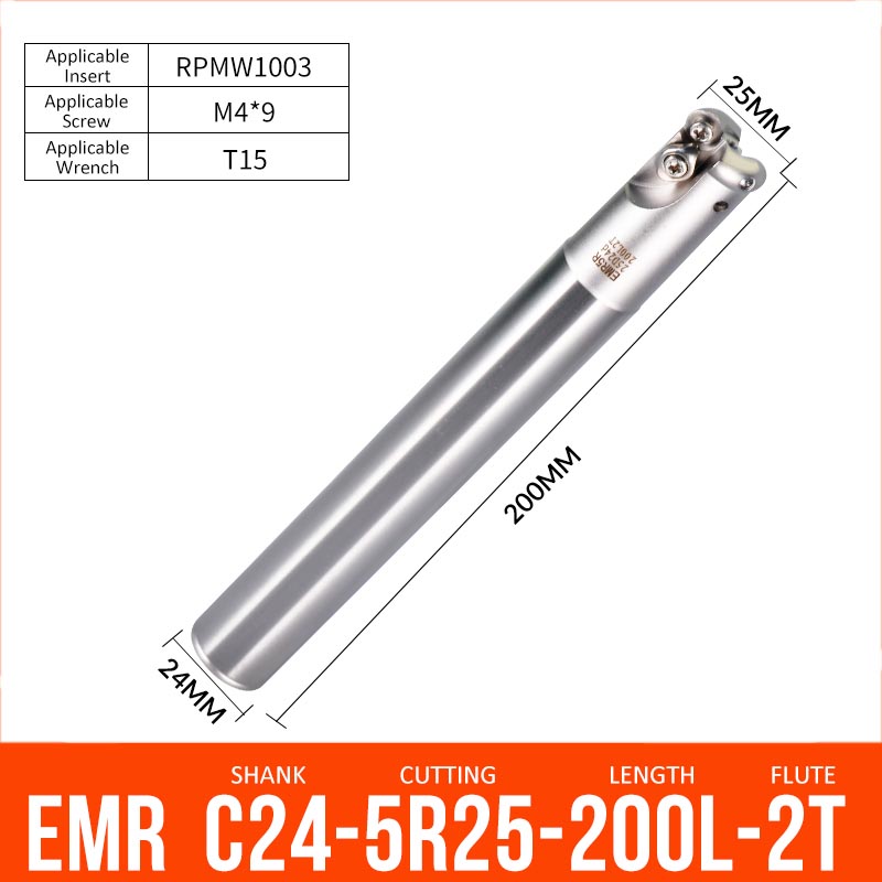 EMR C24-5R25-200-2T CNC Milling Cutter Tool Holder Ball Nose Milling Cutter Shank Anti-vibration - Da Blacksmith
