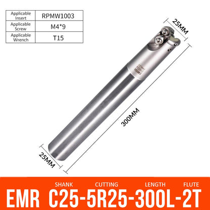 EMR C25-5R25-300-2T CNC Milling Cutter Tool Holder Ball Nose Milling Cutter Shank Anti-vibration - Da Blacksmith