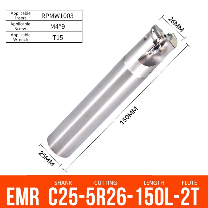 EMR C25-5R26-150-2T CNC Milling Cutter Tool Holder Ball Nose Milling Cutter Shank Anti-vibration - Da Blacksmith